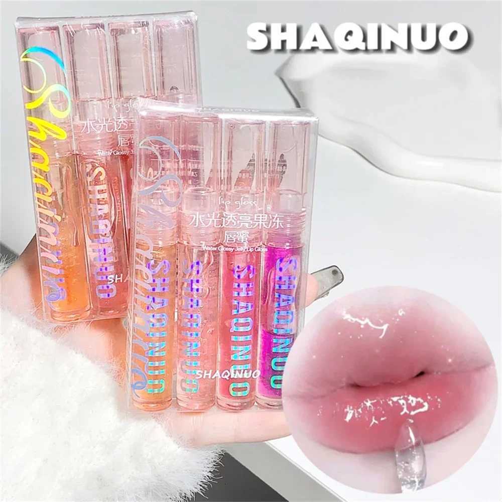4 PCS Water-gloss Mirror Jelly Lip Gloss Moisturizes Lips Shimmers With Fine Pearls Brightens Lip Oil Pluming Glass Lip MakeupXJ250724