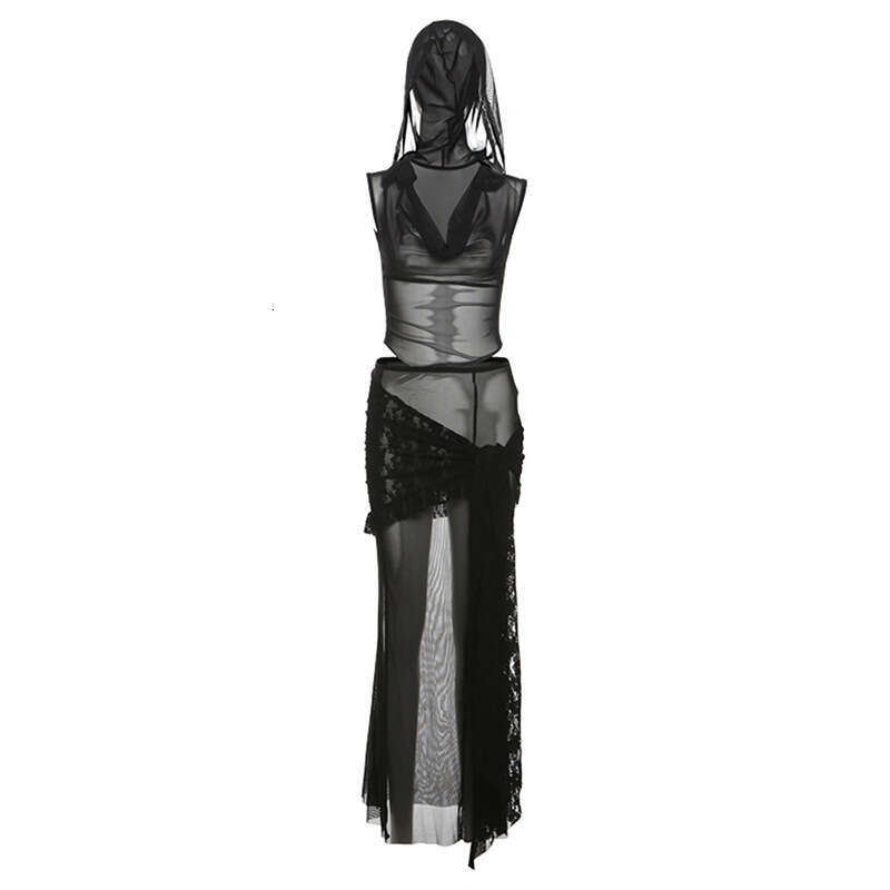 2025 Summer New Women's Sexy Hot Girl Solid Color Mesh Crop Top Fashion Street Outfit for Women 580
