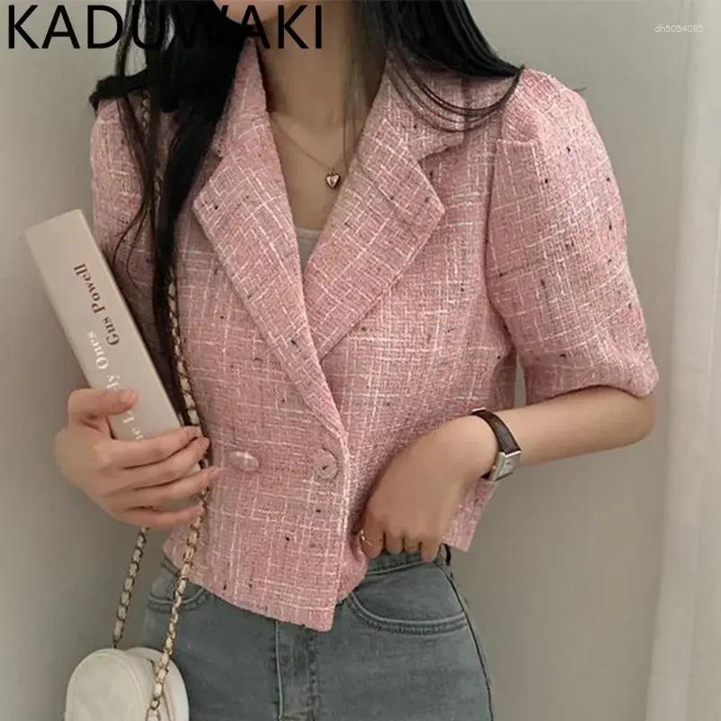 Women's Jackets Korean Chic Small Fragrant Tweed Coat Women Suit Collar Loose Sleeve Short Spring Summer 2025 Outerwear Tops