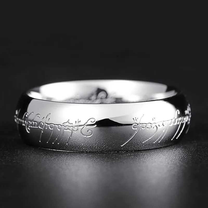 Vacuum coated Midi stainless steel One Ring of Power 3D Carved Refined Wedding Ring Lovers womens fashion jewelry wholesale W250417