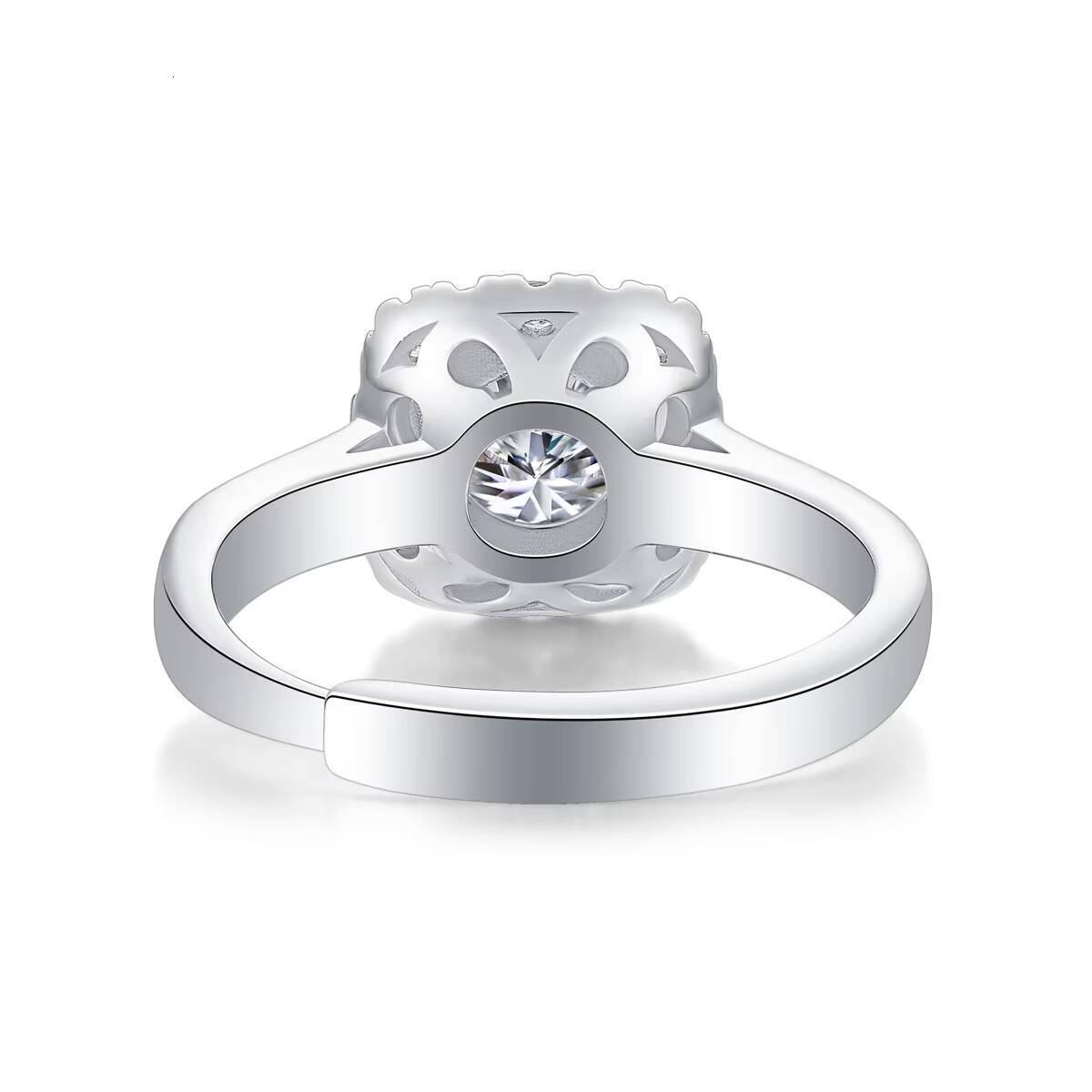 S925 Ladies Flower Ring Moissanite Adjustable Counterpart Advanced Ring Design