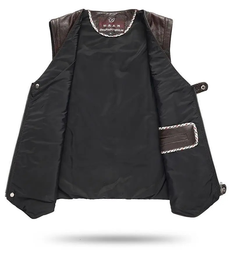 2025 gentlement leather vest male slim commercial sheepskin men waistcoat with many pockets 250725