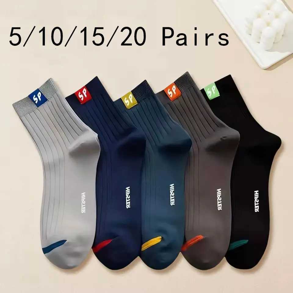 5/10/15/20 Pairs Men Socks Breathable Cotton Sports Stockings Comfortable Men Socks Sweat Absorption Business Socks Letter Print X250725