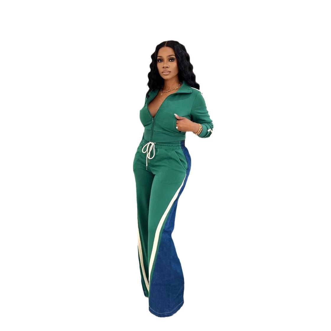 New Designer Women Set Spring and Autumn Fashion Splicing Style Sportswear Women's Leisure Outdoor Sports Two Piece Set