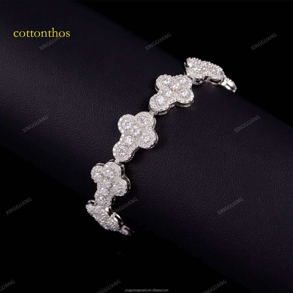 XG Pass Dia Tester Iced Out Cuban Sier Plated Gold Fine Jewelry Vvs Moissanite Bracelets for Men