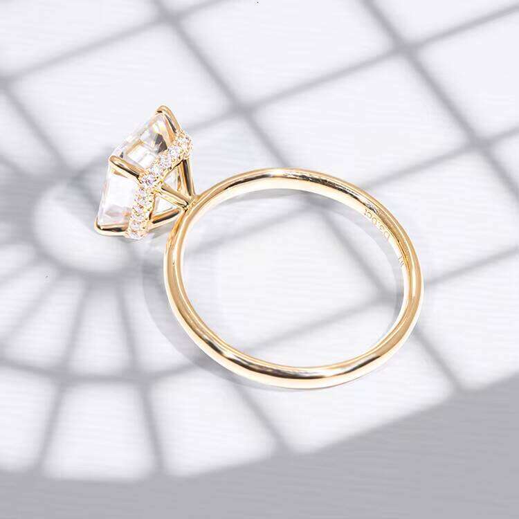 New Fashioned Customized Ring 14k Yellow Solid Gold with 3CT Emerald Cut Half Band Moissanite Dia for Wedding Couple Rings