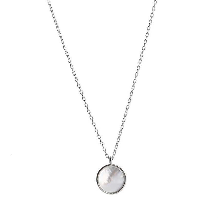Luxury Designer Necklace Korean Round White Mother-of-pearl Pendant Necklace Elegant Versatile Collarbone Chain Light Luxury Niche Ins Simple Jewelry 
