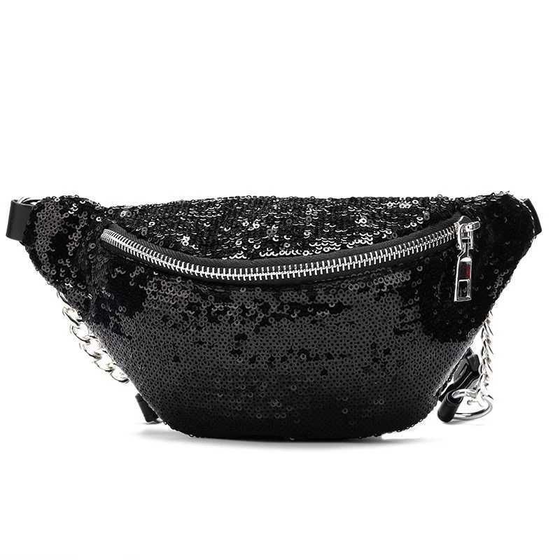 2022 New Wen Sequin Fanny Pack Women Waist Bag Ch Pouch Shoulder Bag Glitter Bum Belts Bags Waist Packs Y250724