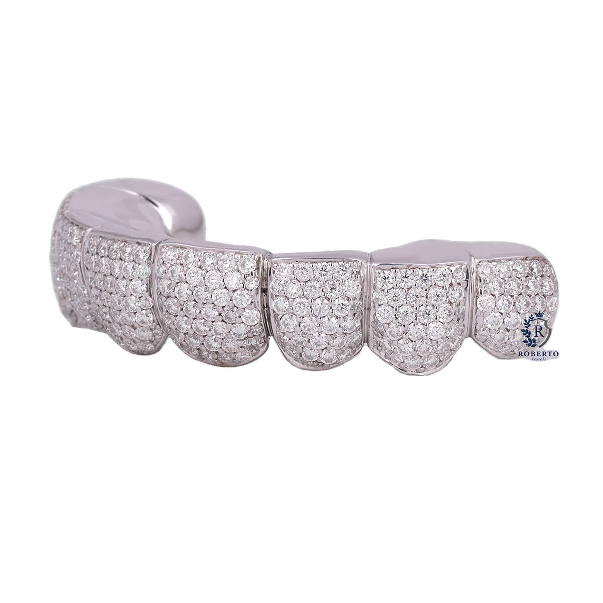 Custom Moissanite Grillz Bling Hip Hop Diamond Teeth with Flawless Emerald Cut 925 Silver