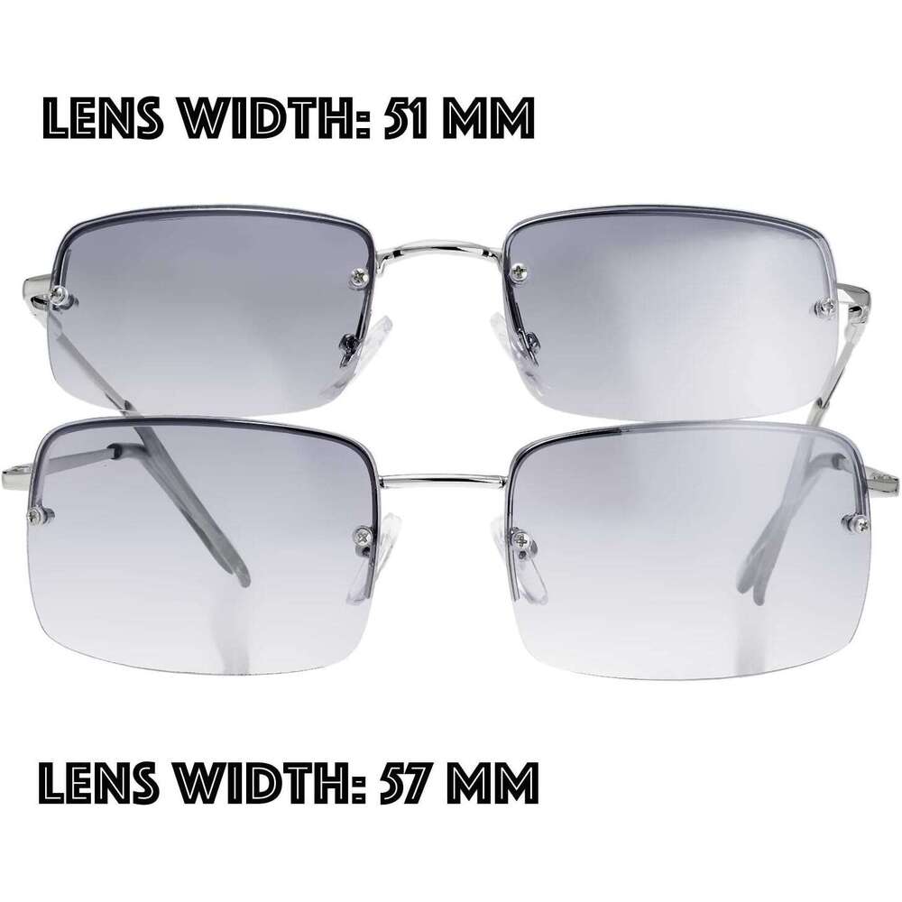 Minimalist Small Rectangular Sunglasses Clear Eyewear Spring Hinge - Gift Box Package (301-Gold, Gradient Brown, 57)