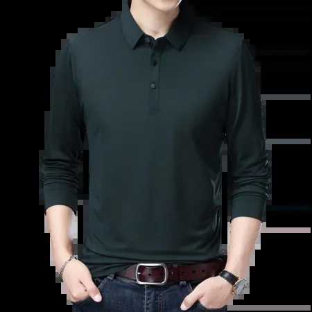 Ice Shred Quick Drying Lapel Polo Shirt Long Sleeve Business Casual Breathable Top 2024 Spring Fashion Men Clothing Soft T-shirt XJ250725