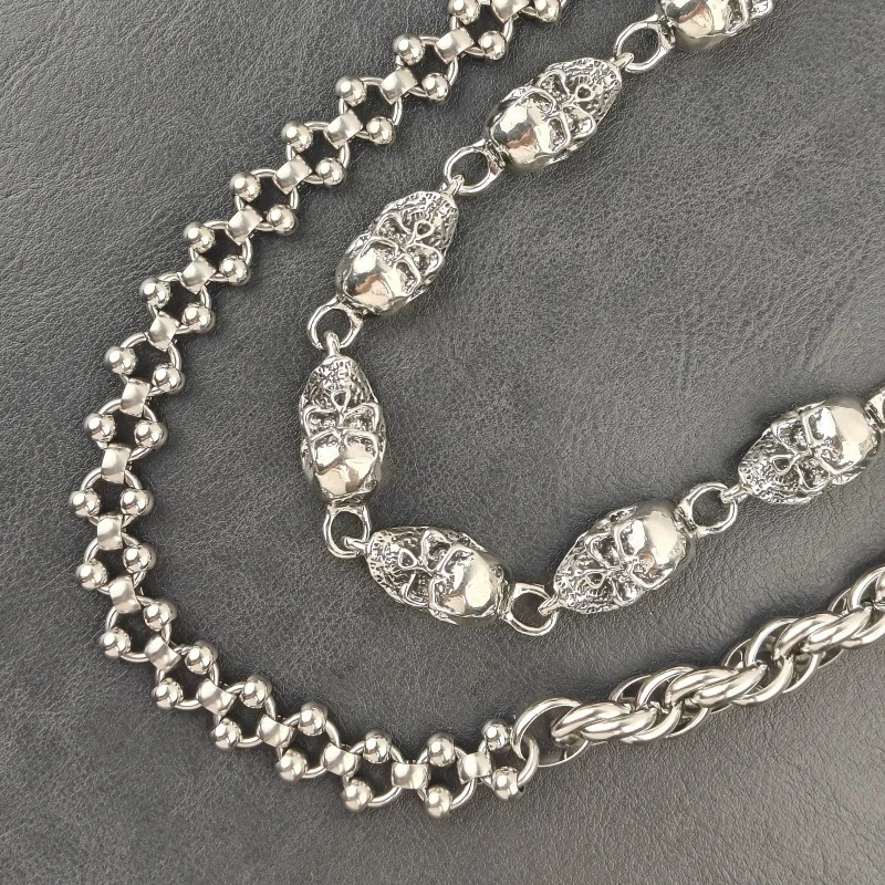 Model Skull Pants Chain Stainless Steel Round Beads Combination Locomotive Chain Punk Men And Women Accessories 250722