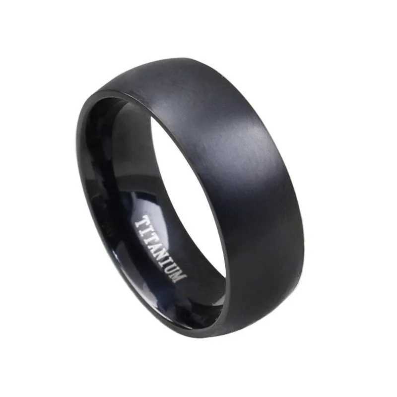 Fashion Mens Black Titanium Ring Matte Finished Classic Engagement Anel Jewelry For Male Wedding Bands Y250724