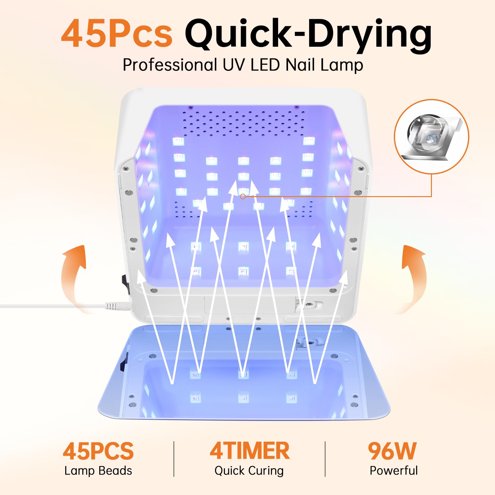 High Quality 96W Nail Dryer Personalized LED Lamp Rechargeable Professional Equipment Featuring 45PCS Beads Electric Power