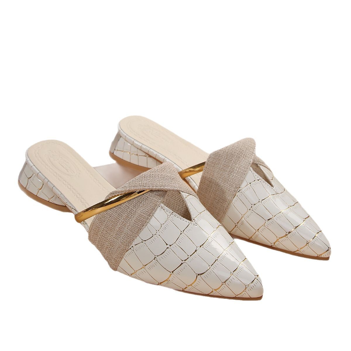 Designer sandals Internet Celebrity Slippers for Women, Summer New Style, French Half Slippers, Closed Toe, V-Cut, Chunky Heel, Pointed Toe Mules