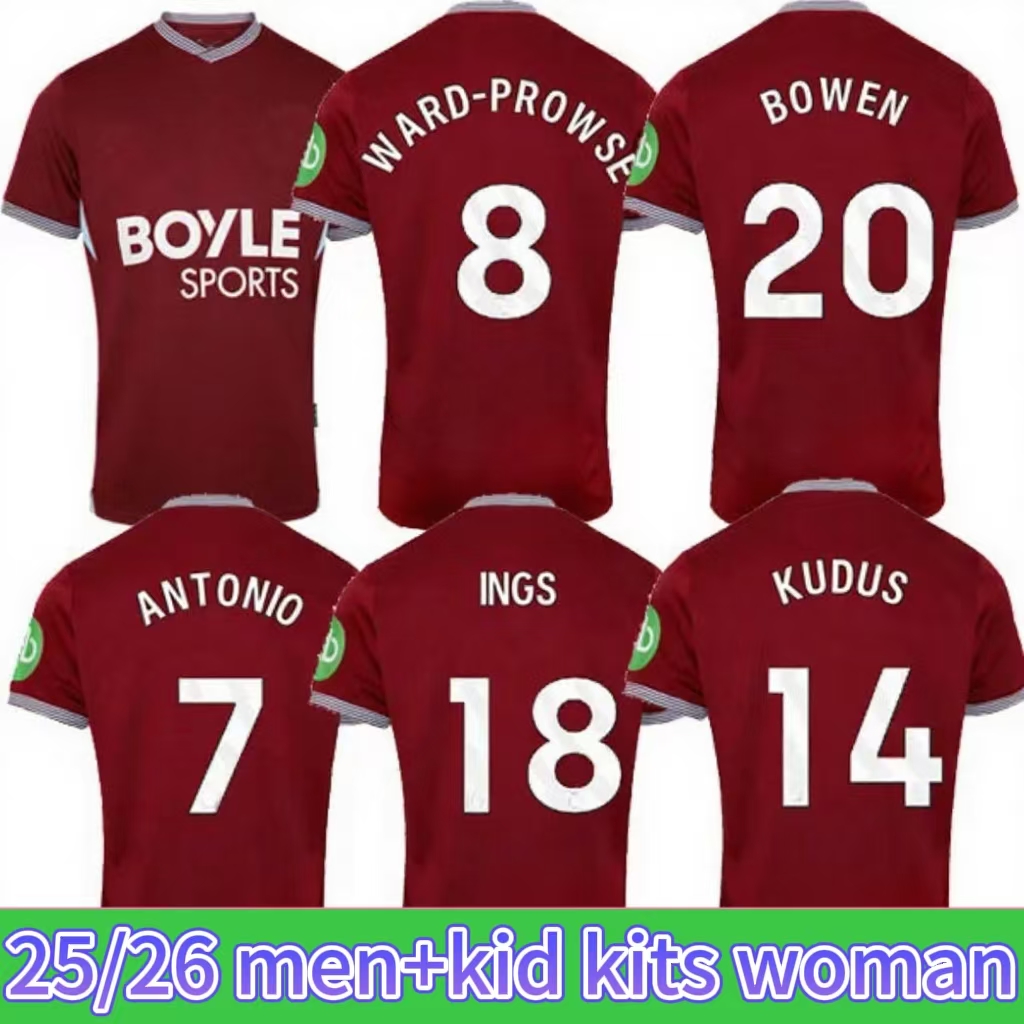 25 26 West HAmEs BOWEN L.PAQUETA Soccer Jerseys ANTONIO KUDUS SOUCEK ANDERSON R UNITEDS P.FORNALS 2025 2026 Home Away Football Shirt NOBLE FORNALS DAWSON Men