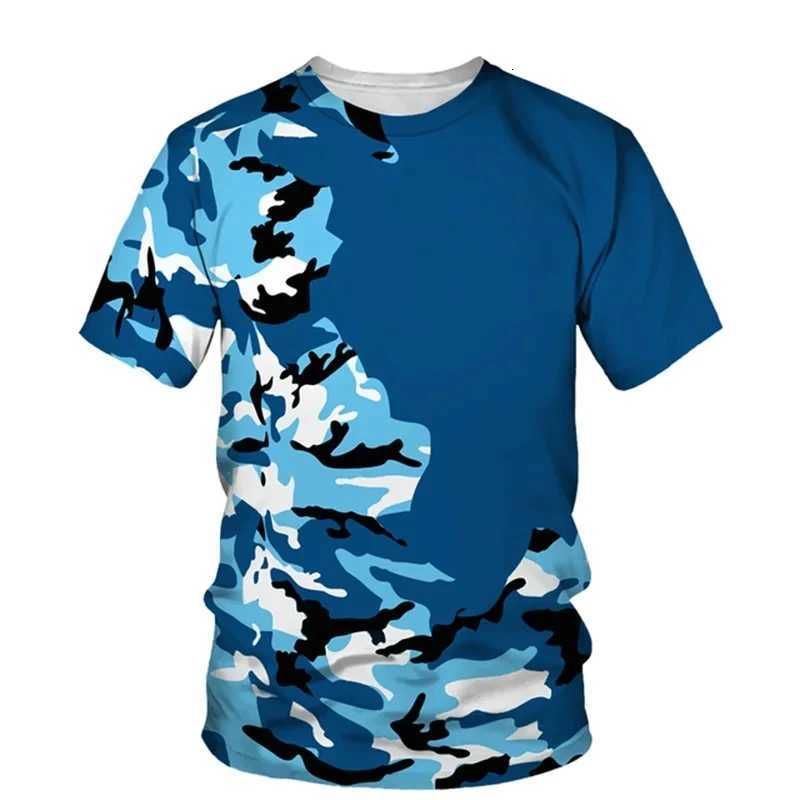 Mens outdoor new summer camouflage T-shirt popular tops short-sleeved mens camouflage pattern 3D printing casual loose version Y250724