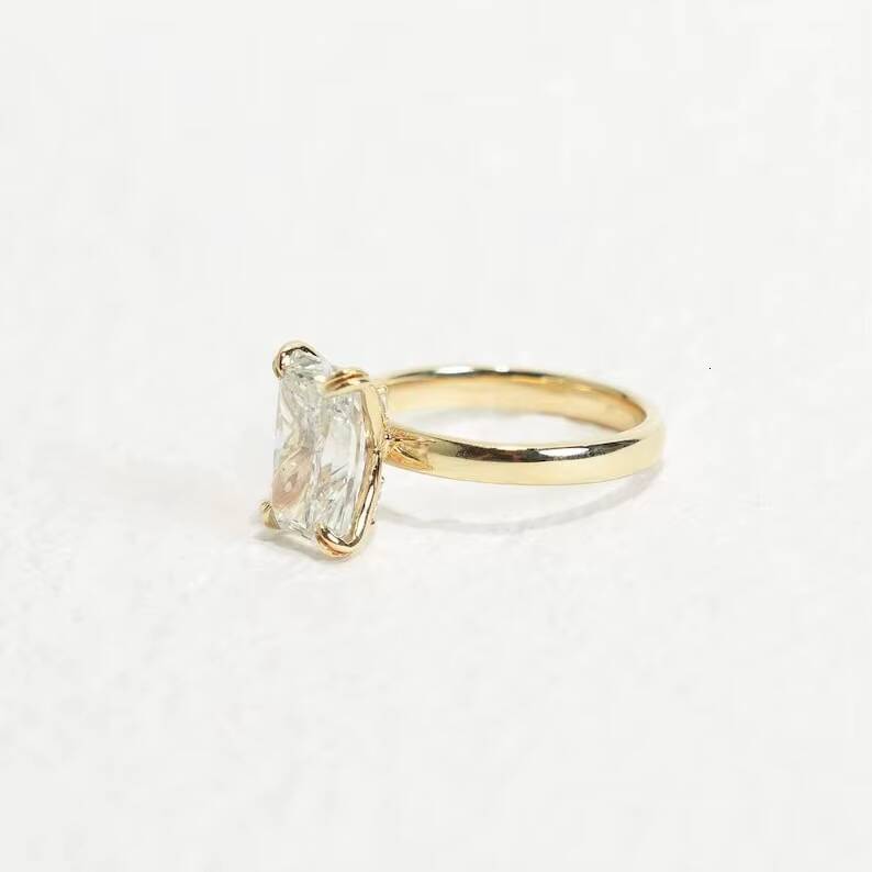 Decorative Moissanite Jewelry 3CT Radiant Moissanite Diamond Engagement Wedding Rings 10K Yellow Gold Moissanite Jewelry Gifts