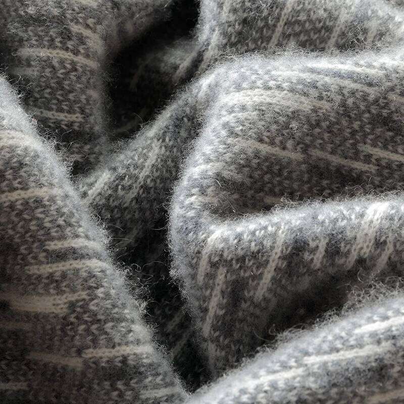 100% Merino Wool Thickened Knitted Sweater Men's O-Neck Pullover Cashmere Sweatshirt Color Collision Tops Autumn Winter