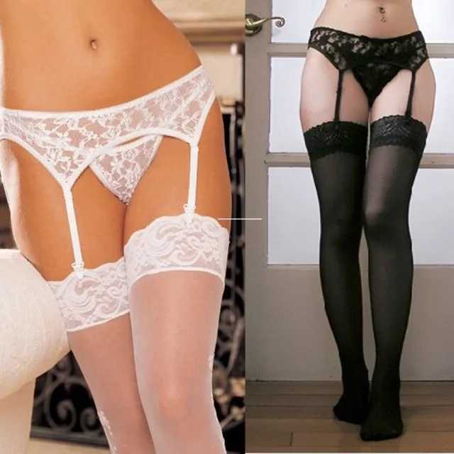 Sexy Suspender Garter High knee Stocking Lady open crotch Belt Lace hold on Tights Panties Underwear Thong erotic for women 250715