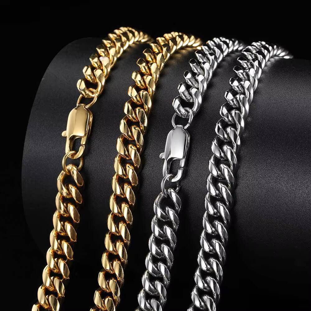 Hot Sale 36mm Silver Plated Chunky Cuban Link Chain14k Gold Moissanite Tennis Necklace