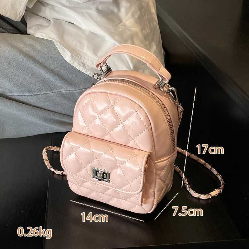 Luxury Wen Lingge Embroidery Mini Backpack Solid Color Chains Wen Shoulder Bag PU Leather Travel Rucksack Casual School Bags Y250724