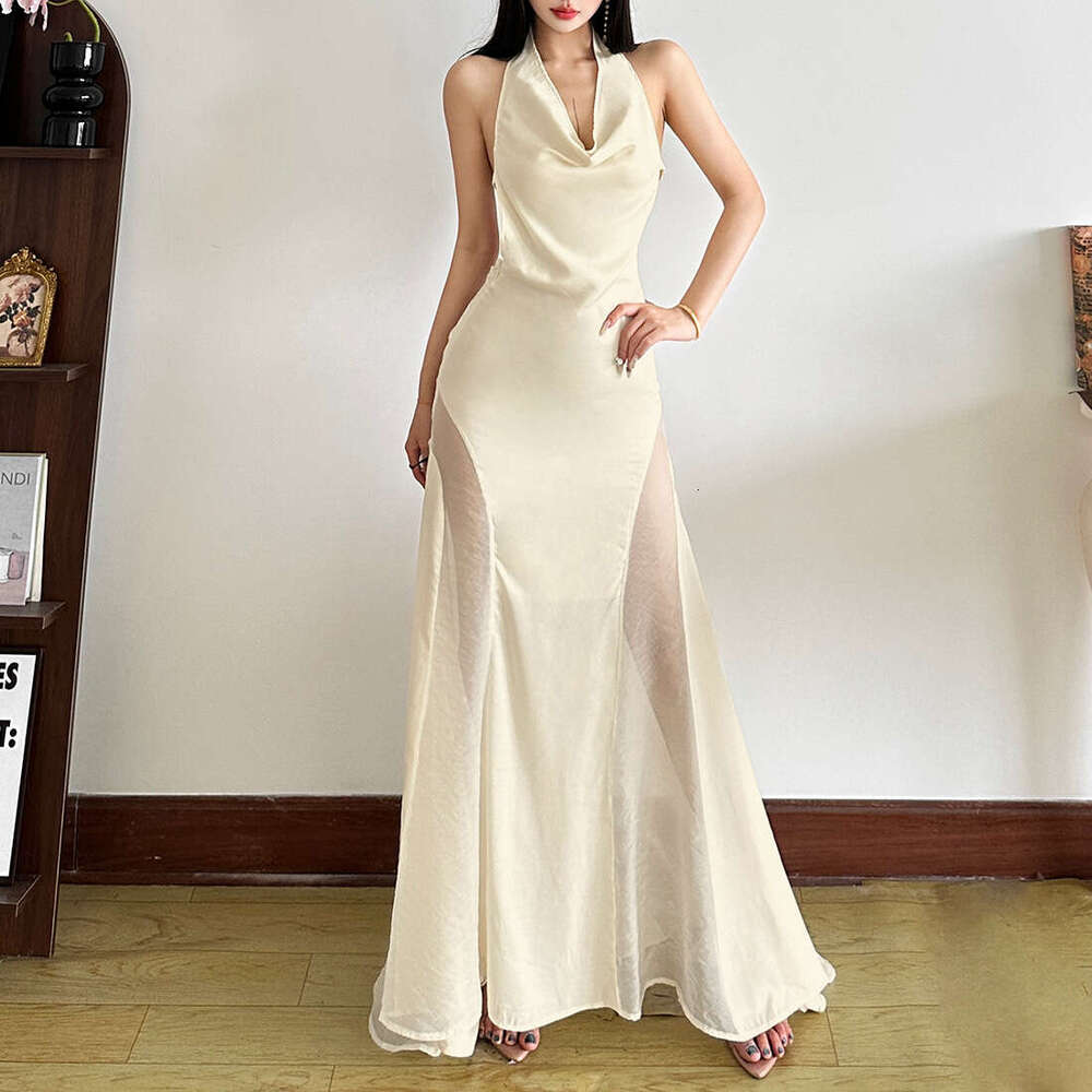 2025 Summer New Backless Design Sleeveless Vacation Pure Desire Elegant Long Dress Women's Fashion 21f