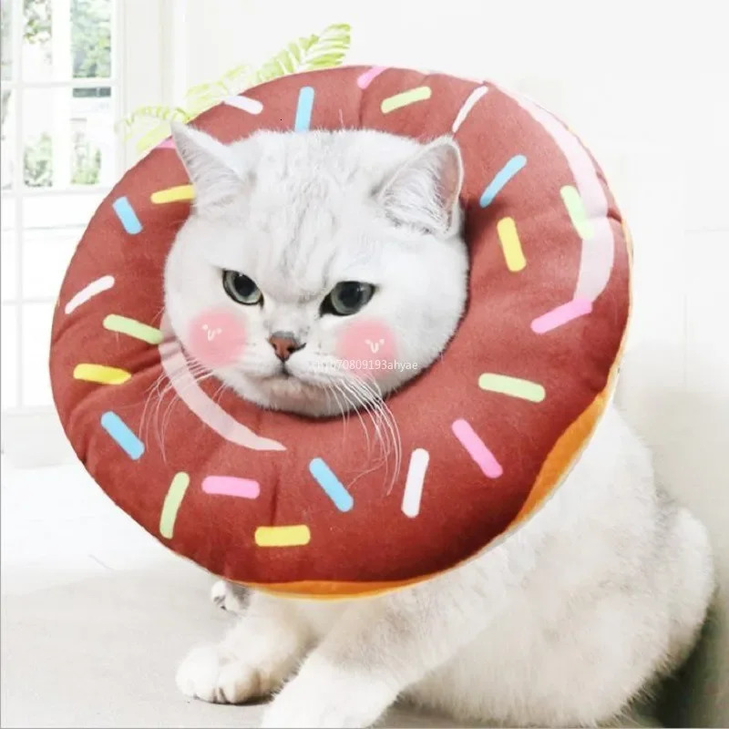 Sweet Donuts Cat Elizabethan Collar Pet Dog Neck Cone Recovery Collar for Anti-Bite Lick Surgery Cat Accessories Pet Collars 250716