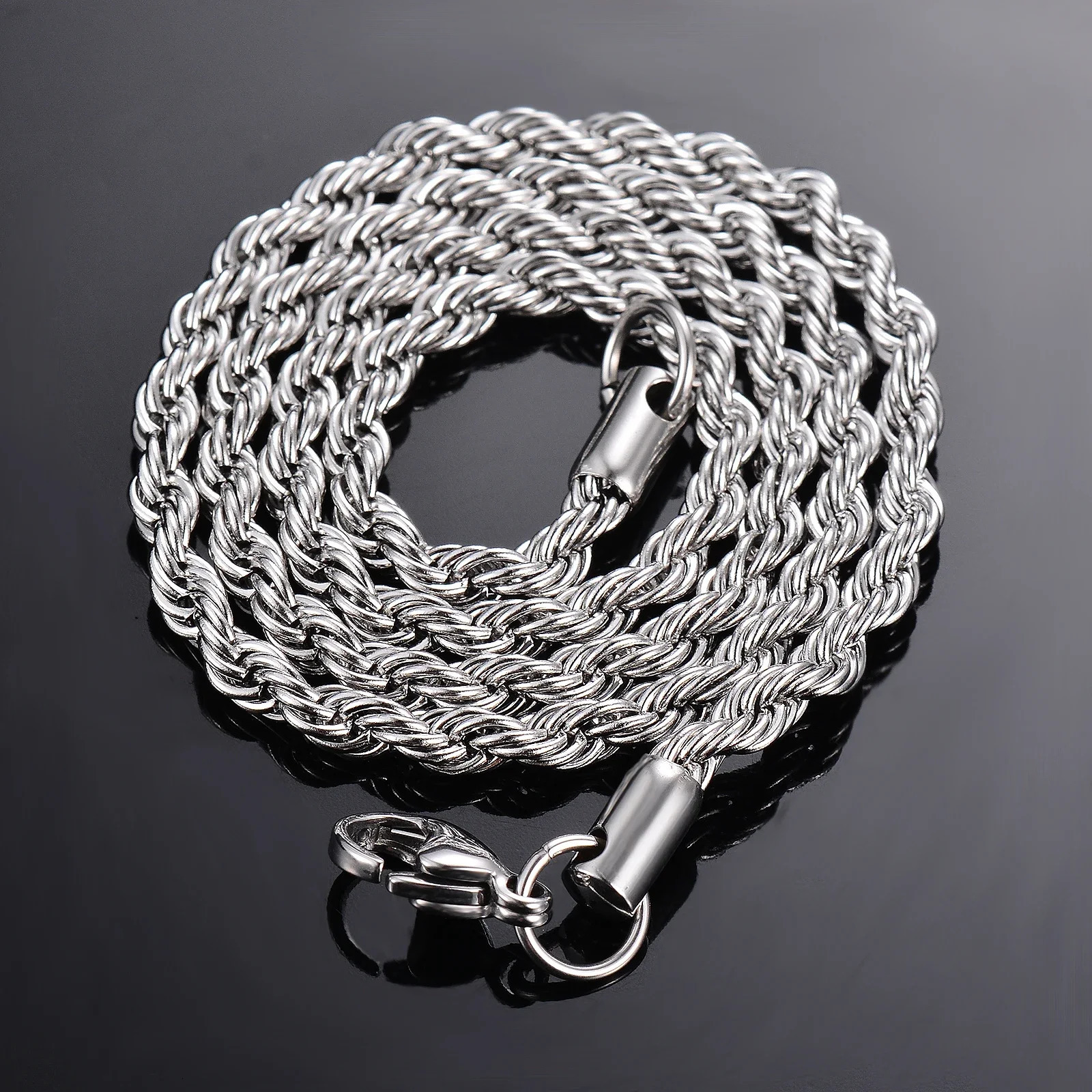 1 piece 925 sterling silver Width 2mmm4mm Rope Chain NecklaceBracelet For Men Women Man Fashion Necklace 250716
