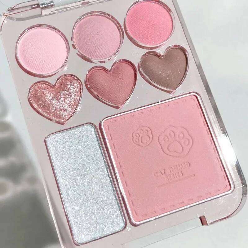 8-color Love Heart Palette Pearly Glitter Shiny Highlighter Shadow Shimmer Gray Pink Blush Eyeshadow Brighten Make Up X250723 X250724