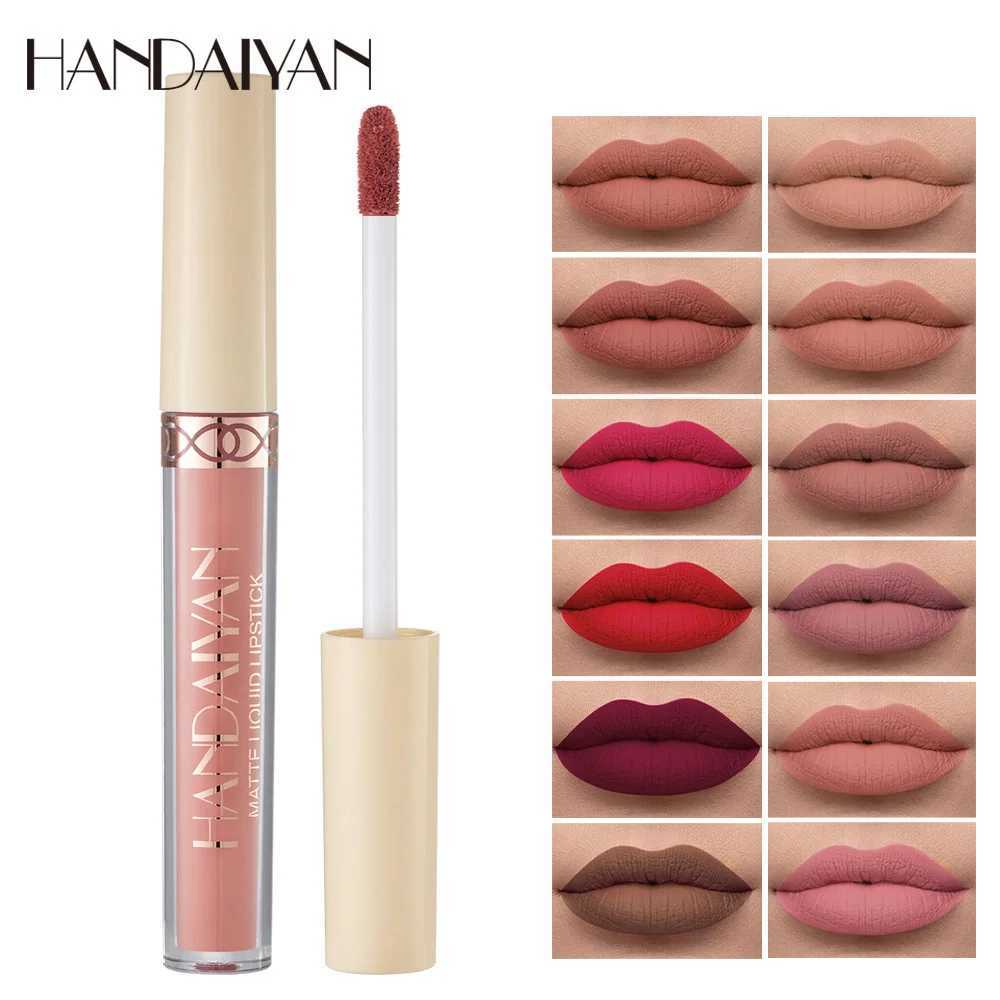 Handaiyan 12 Colors Matte Dark Purple Lip Gloss Longlasting Red Nude Nude Liquid Lipsticks Non-stick Cup Lip Tint Makeup PigmentXJ250724