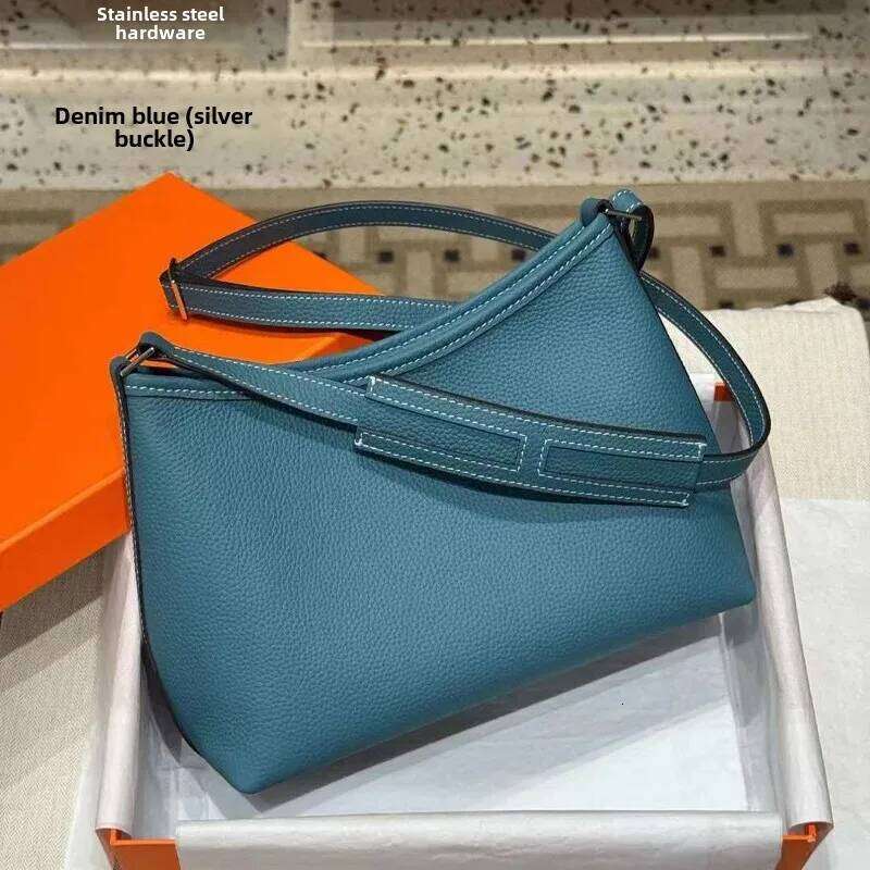 Luxurious designer Berlingot Vintage Women's Crossbody Stainless Steel Hardware Leather Underarm Bag Soft Cowhide Top Layer Motorcycle Equipmen