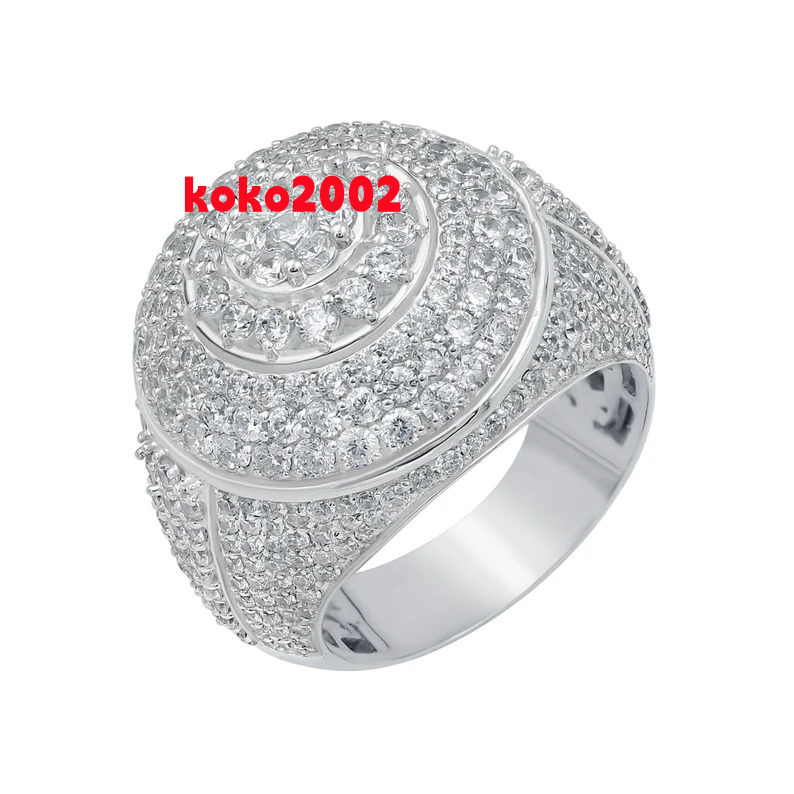 Iced Out Moissanite Mens Ring Synthetic Diamond Hip Hop Big Moissanite Ring Moissanite Cluster Cocktail Ring