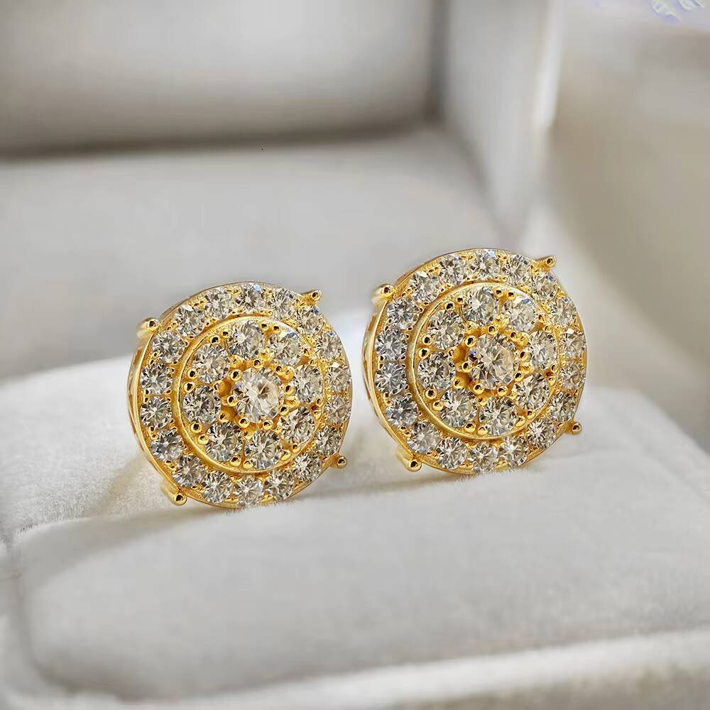 Classic Fine Jewelry Women Men Moissanite Stud Earrings 925 Sterling Silver Screw Back Iced Out VVS Moissanite Cluster Earrings