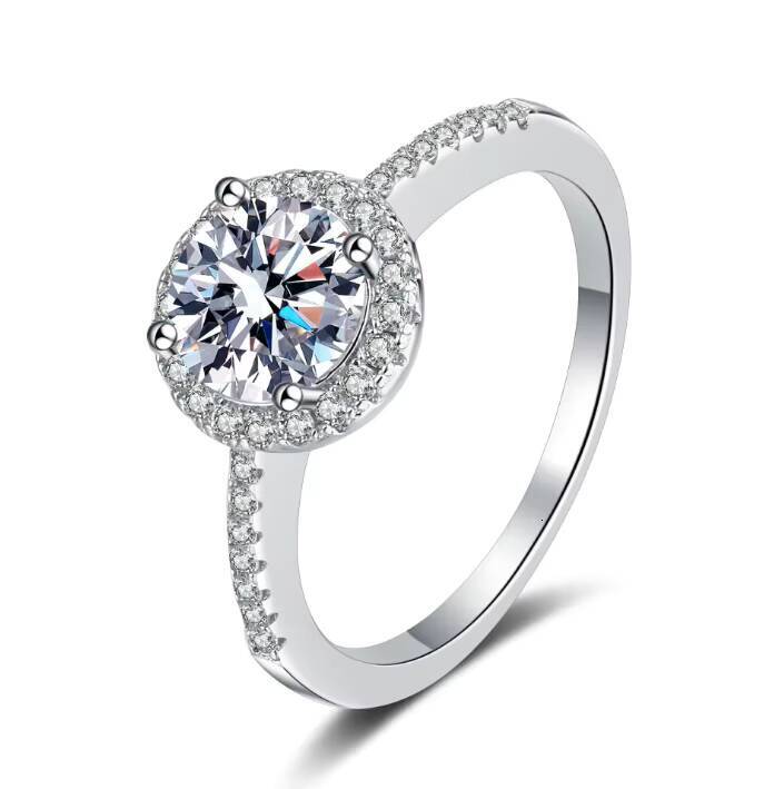 S925 Sterling Silver Round Moissanite Ring Direct Sales Fashion Ring From Merchant