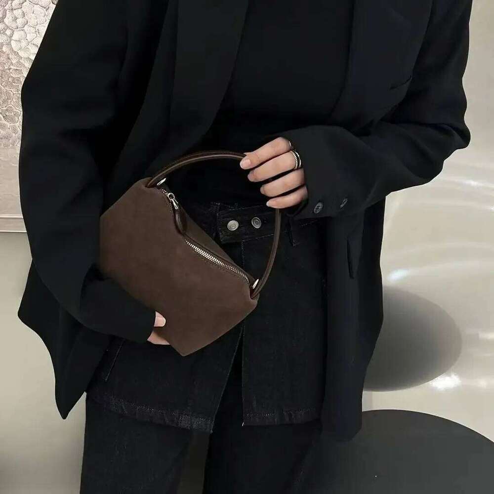 Luxurious designer Hot Simple Matte Color Women Hobo Tote Small Genuine Suede / Cow Leather Female Crossbody Shoulder Bag Daily-use Handbag