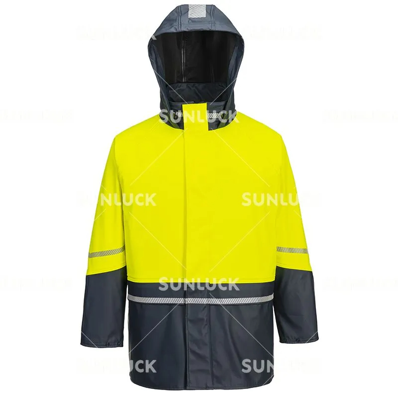 Fluorescent yellow/blue 340G half PU top jacket NO.YFZ-1