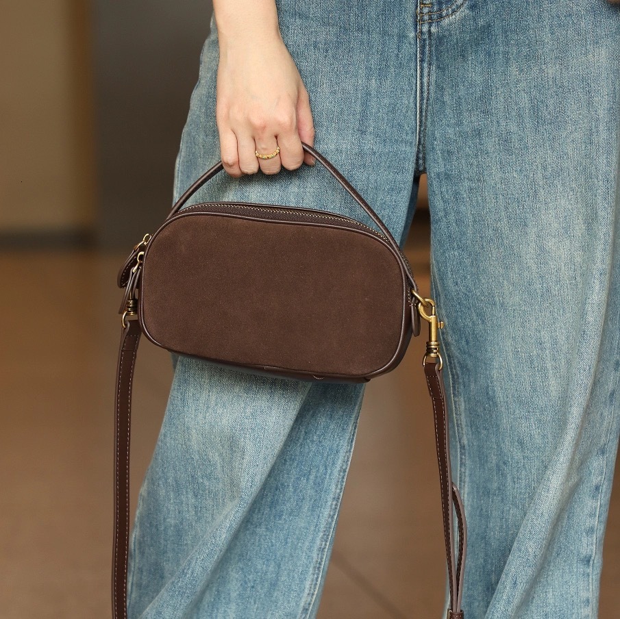 designer bag 2025 Spring Summer New Matte Leather Handbag Small Bag Camera Bag Stylish Versatile Genuine Leather Shoulder Bag Crossbody Bag for Women