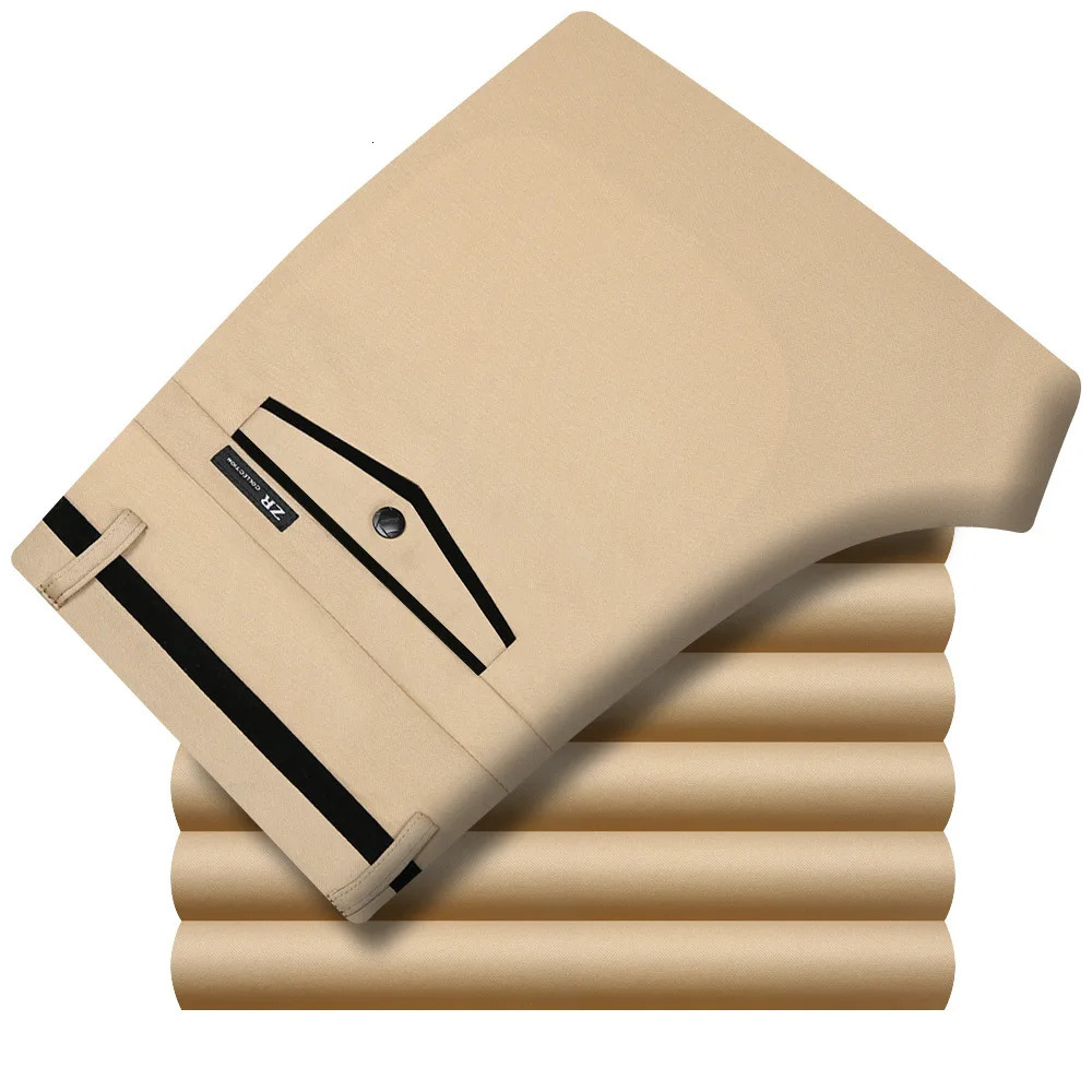 Spring Summer Suit Trousers For Men Straight flat linen Black Pants Business Formal Dress Big Size 2940 250725