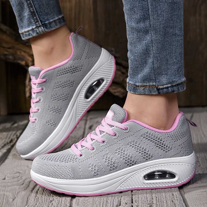Womens Fi Casual Sneakers Breathable Mesh Air-Cushioned Summer Shoes Comfortable Heightening Female Footwear XJ250725