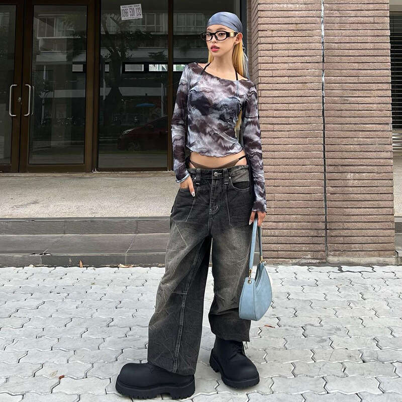 INS Style 2024 Autumn New Women's Solid Color Slim Street Fashion Off-Shoulder Long Sleeve Top ca4