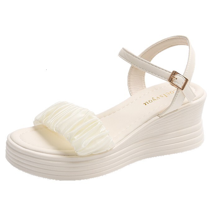 Ddmysports Women S Summer Outdoor New Style Petite Thick Sole Height Increasing One Strap Roman Sandals Non Slip Outdoor Shoes