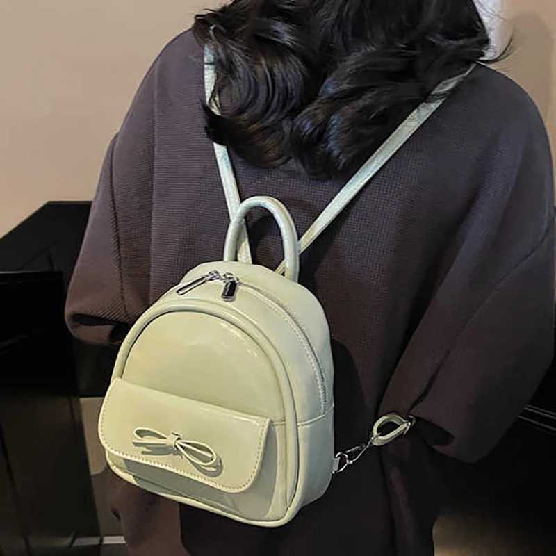 2025 High Quality Bow Decorated Mini Backpack for Women Double Zippers Travel Small Pack Solid Color Shoulder Bag Y250724