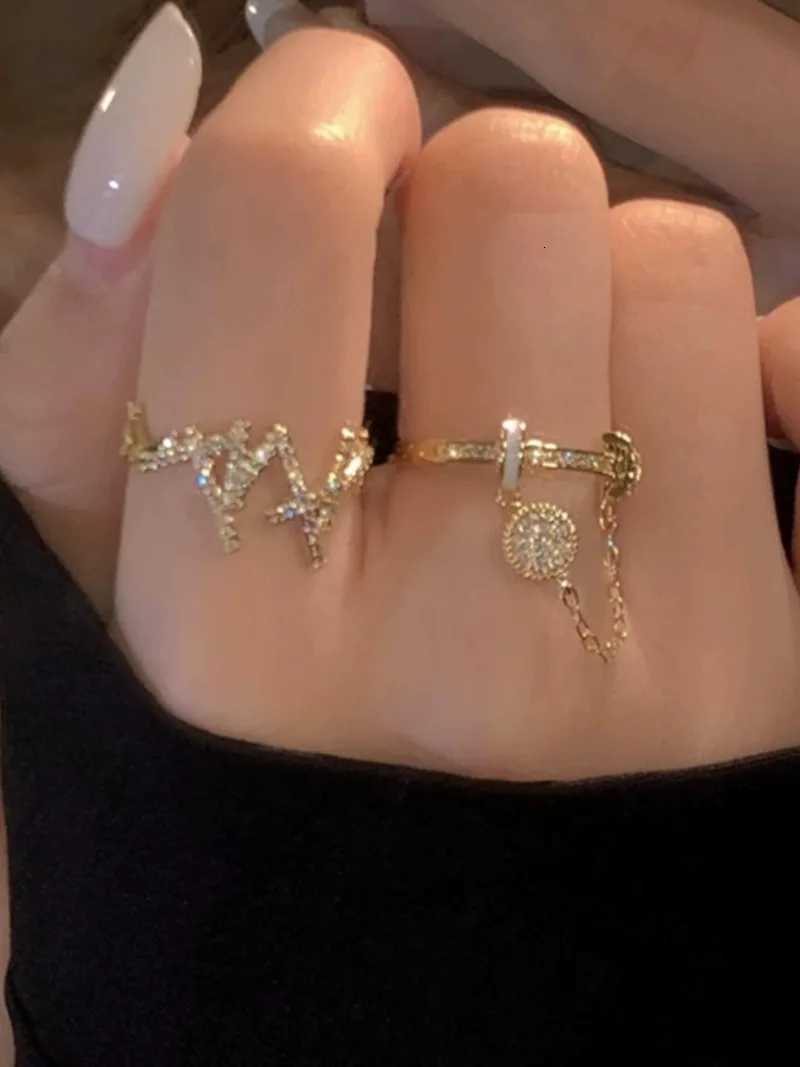 2025 Shining Zircon Japan and South Korea Temperature Versatile Opening Ring in Student Trend Cold Wind Ring Jewelry Gift W250417