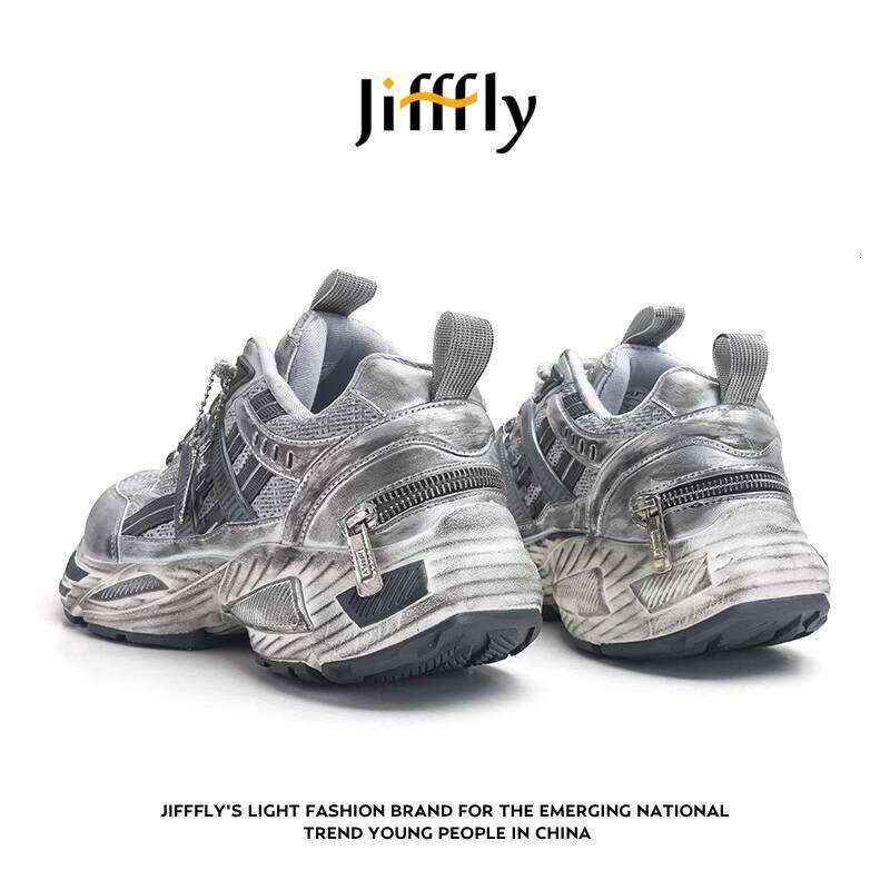 Jiffly Women's Silver Daddie Shoes - Fall/Winter 2025 Edition with Mesh Breathability