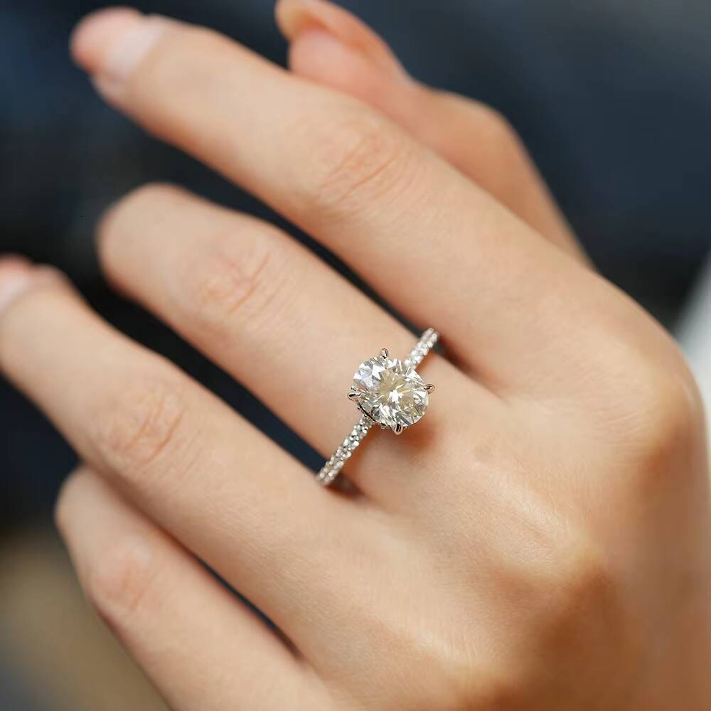 High Quality Moissanite Rings 1ct 2ct 3ct Oval Cut 925 Silver Moissanite Rings with GRA Certificate