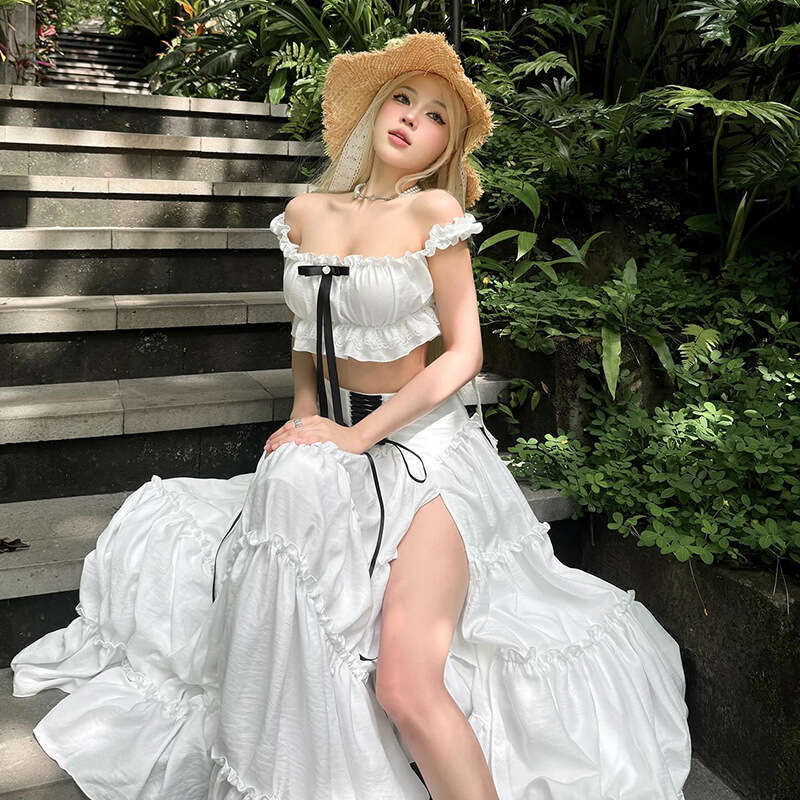 2025 Spring New Women's Solid Color Slim Fit Camisole Fashion High Waist Skirt Set cb5