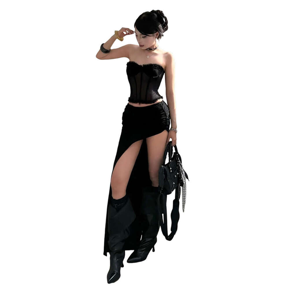 2025 Summer New Elegant Slim Fit Versatile Top Irregular Slimming Skirt Set Women's Clothing 9e0