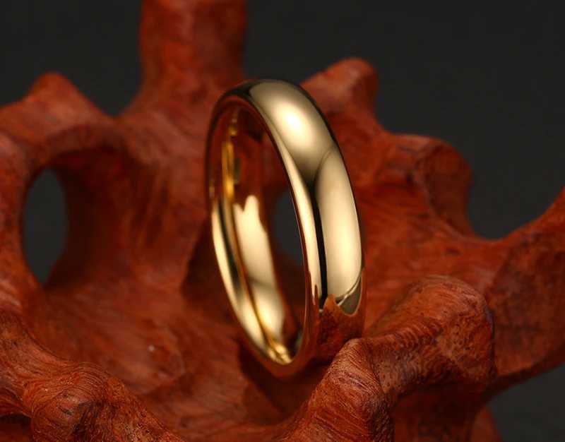 Smooth stainless steel couple ring gold simple 4MM womens couple wedding jewelry engagement gift personalized W250417