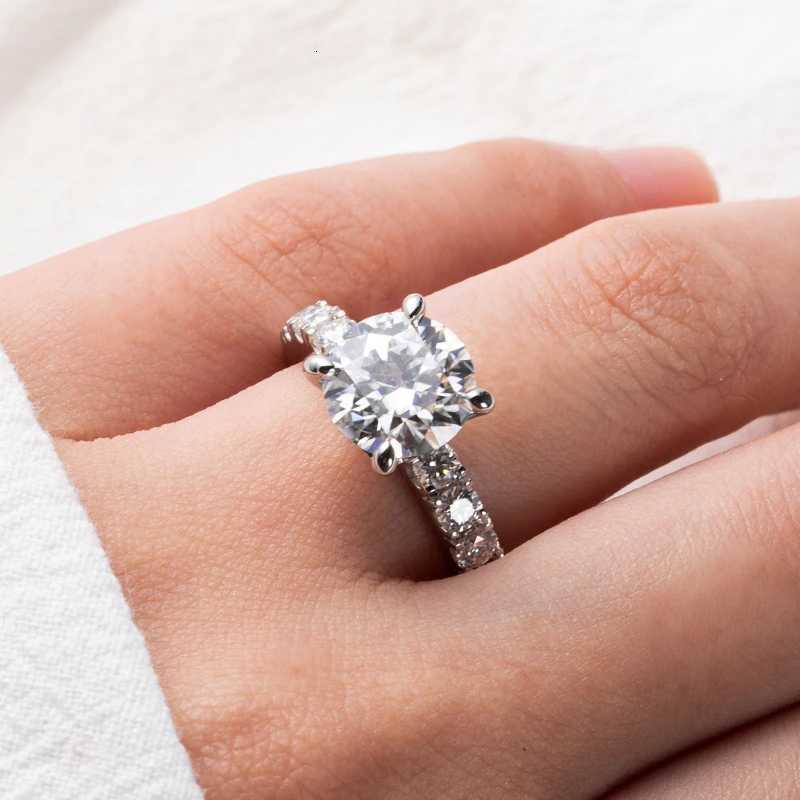 HTOTOH 3.5-carat Moissanite Diamond Engagement Ring S925 Silver Round Wedding Ring Exquisite Jewelry W250417